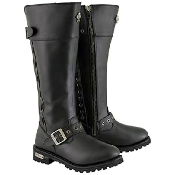 Xelement X93009 Myna Black Performance Knee HighTall Motorcycle Boots, US 6 NEW - Picture 13 of 14